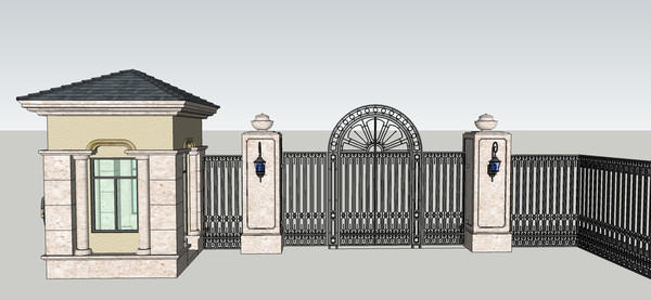 岗亭大门模型 岗亭大门模型