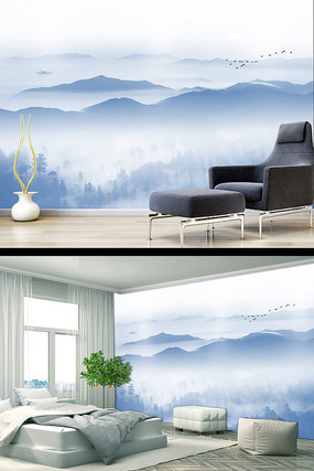 �й���ˮīɽˮ������ǽ PSD