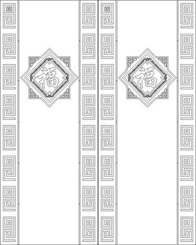 双福临门雕刻图案