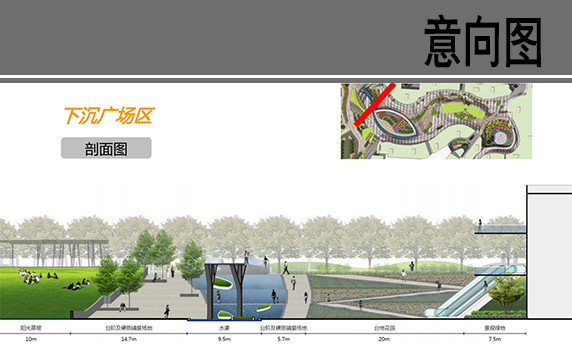 某广场下沉广场剖面图