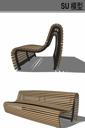 木质景观坐凳su模型 木质景观坐凳su模型
