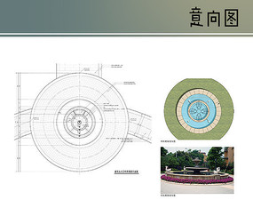 圆形雕塑喷泉俯视图图片