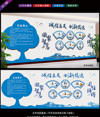 蓝色大气企业简介企业文化展板 CDR