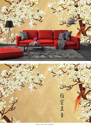 雅室兰香背景墙装饰画 雅室兰香背景墙装饰画