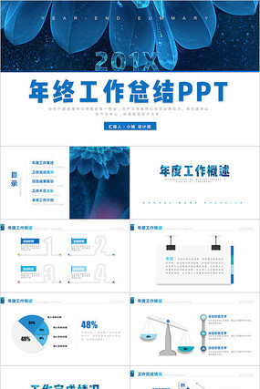 蓝色工作汇报计划总结PPT