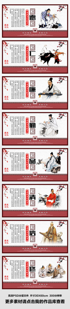 整套党风廉政文化建设展板挂画