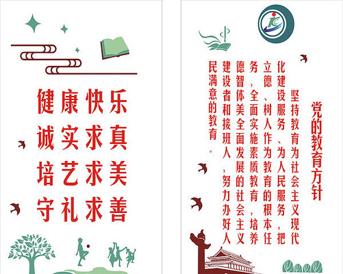 校园校训教育方针文化墙 校园校训教育方针文化墙