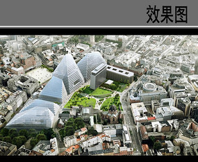 未来政府机构建筑设计鸟瞰图