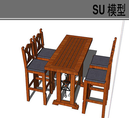 高脚木质古典桌椅 高脚木质古典桌椅