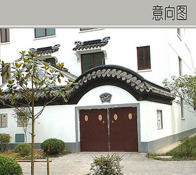中式徽派建筑大门