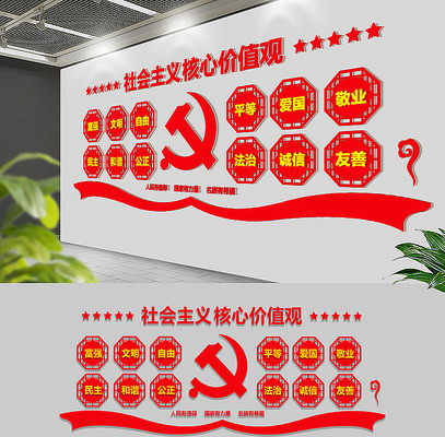 党建核心价值观文化墙 党建核心价值观文化墙