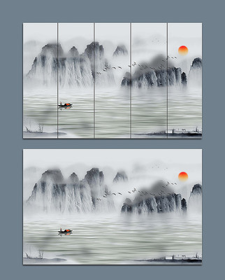 现代抽象唯美国画山水装饰画 现代抽象唯美国画山水装饰画