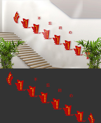 勿忘初心跟党走文化墙 PSD