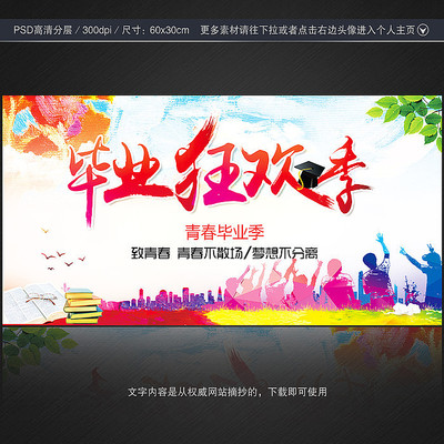 青春毕业狂欢季海报展板设计 青春毕业狂欢季海报展板设计