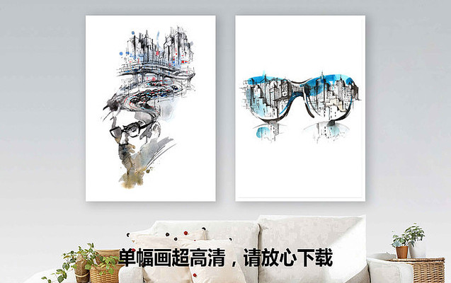 北欧抽象风景无框画 北欧抽象风景无框画