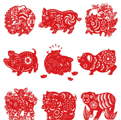 猪年猪剪纸窗花 猪年猪剪纸窗花