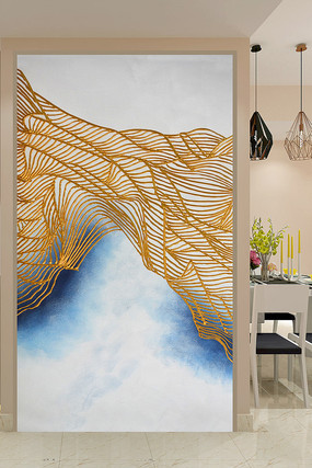 金丝抽象油画玄关背景墙 金丝抽象油画玄关背景墙