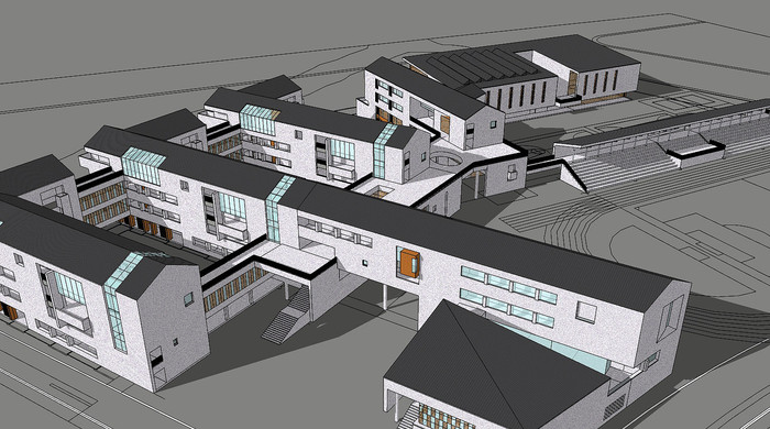 ��ɫУ԰�滮ģ�� skp