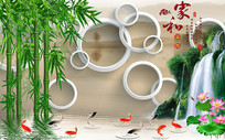 3DԲȦɽˮҺ͸󱳾ǽ