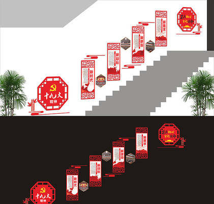 十九大楼梯文化墙 十九大楼梯文化墙