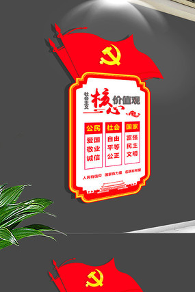 党建核心价值观文化墙设计 党建核心价值观文化墙设计