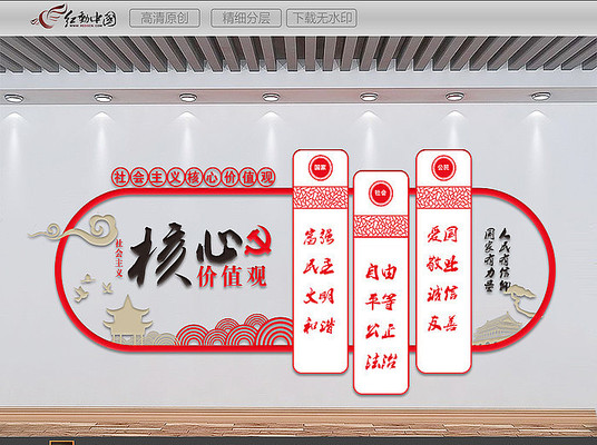 中式核心价值观文化墙 中式核心价值观文化墙