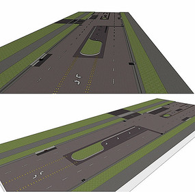 公路道路景观su模型