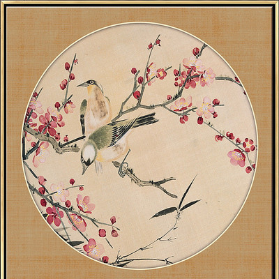 梅花工笔花鸟装饰画 梅花工笔花鸟装饰画