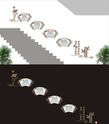 社区十九大楼梯文化墙 社区十九大楼梯文化墙