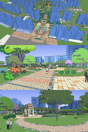 居住区景观SU模型 居住区景观SU模型