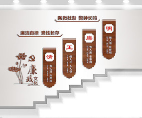 楼梯清正廉明文化墙设计