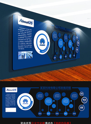 蓝色企业发展历程文化墙 蓝色企业发展历程文化墙