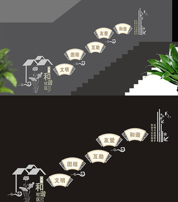 和谐社区楼梯文化墙 和谐社区楼梯文化墙