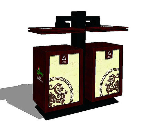 中式图腾垃圾桶 中式图腾垃圾桶