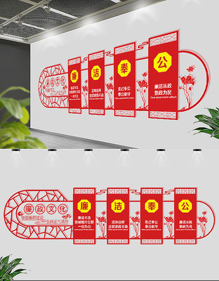 廉洁奉公廉政文化墙展板 PSD