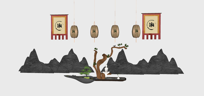 “湘”元素园林小品SU模型 “湘”元素园林小品SU模型