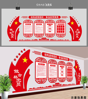 党员活动室党建文化墙 党员活动室党建文化墙