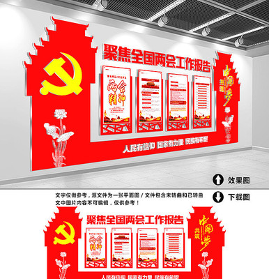 立体聚焦两会文化墙展板 立体聚焦两会文化墙展板