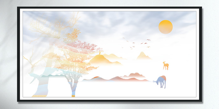 云雾水墨画风水无框画 云雾水墨画风水无框画