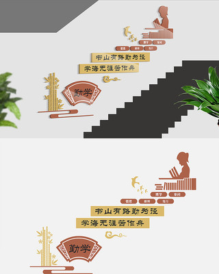 勤学校园楼梯文化墙