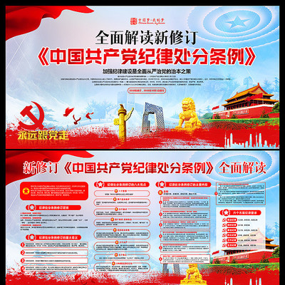 新修订中国共产党纪律处分条例展板 新修订中国共产党纪律处分条例展板