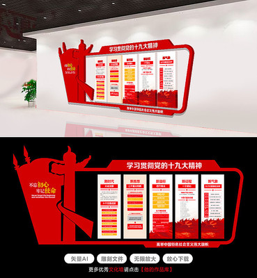 学习贯彻党的十九大精神文化墙 学习贯彻党的十九大精神文化墙