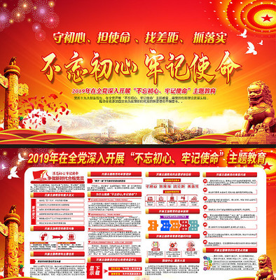 大气党建机关不忘初心牢记使命主题教育展板 大气党建机关不忘初心牢记使命主题教育展板