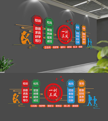 校园一训三风楼梯走廊文化墙 校园一训三风楼梯走廊文化墙