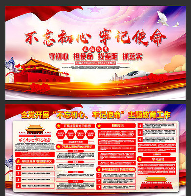 不忘初心牢记使命主题教育展板 不忘初心牢记使命主题教育展板