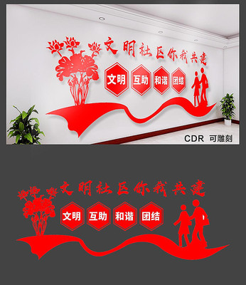 共建和谐社区文化墙设计 共建和谐社区文化墙设计