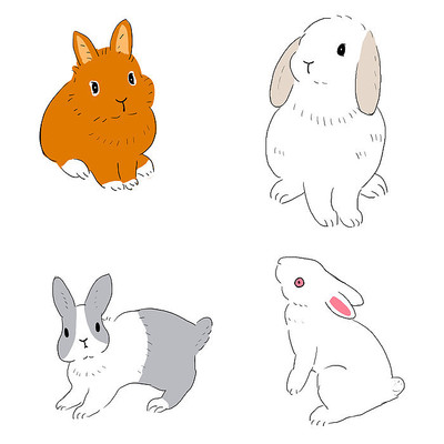 手绘兔子月兔动物插画元素 手绘兔子月兔动物插画元素
