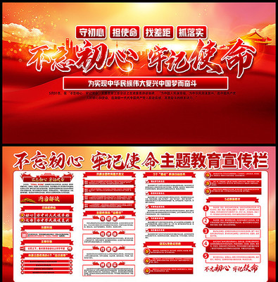 大气不忘初心牢记使命主题教育展板 大气不忘初心牢记使命主题教育展板