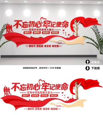 红色大气精美不忘初心文化墙设计 红色大气精美不忘初心文化墙设计