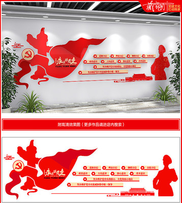 四个意识党建文化墙背景 四个意识党建文化墙背景